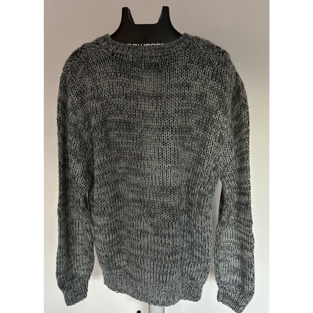 Damön Hand Knit Chunky Cable Sweater Men’s Large Gray Basketweave Knit Grandpa - Picture 5 of 7